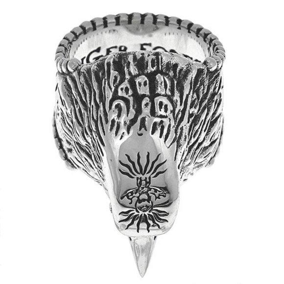 Gucci Anger Forest Eagle Head Ring In Sterling Silver - Picture 5 of 10